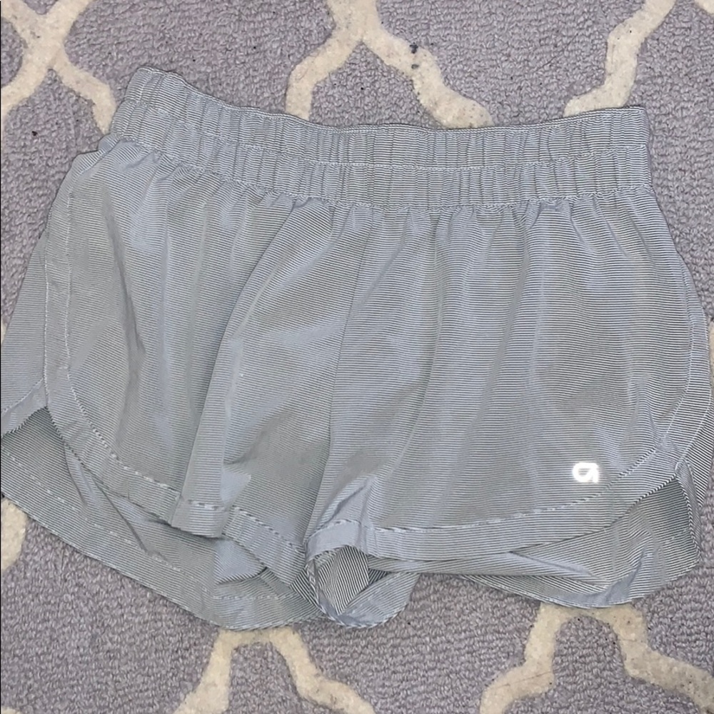 Grey striped workout shorts